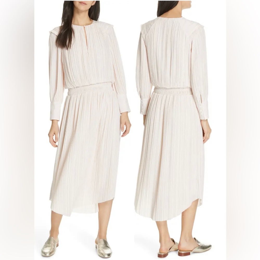 JOIE RHEIA PLEAT MIDI DRESS